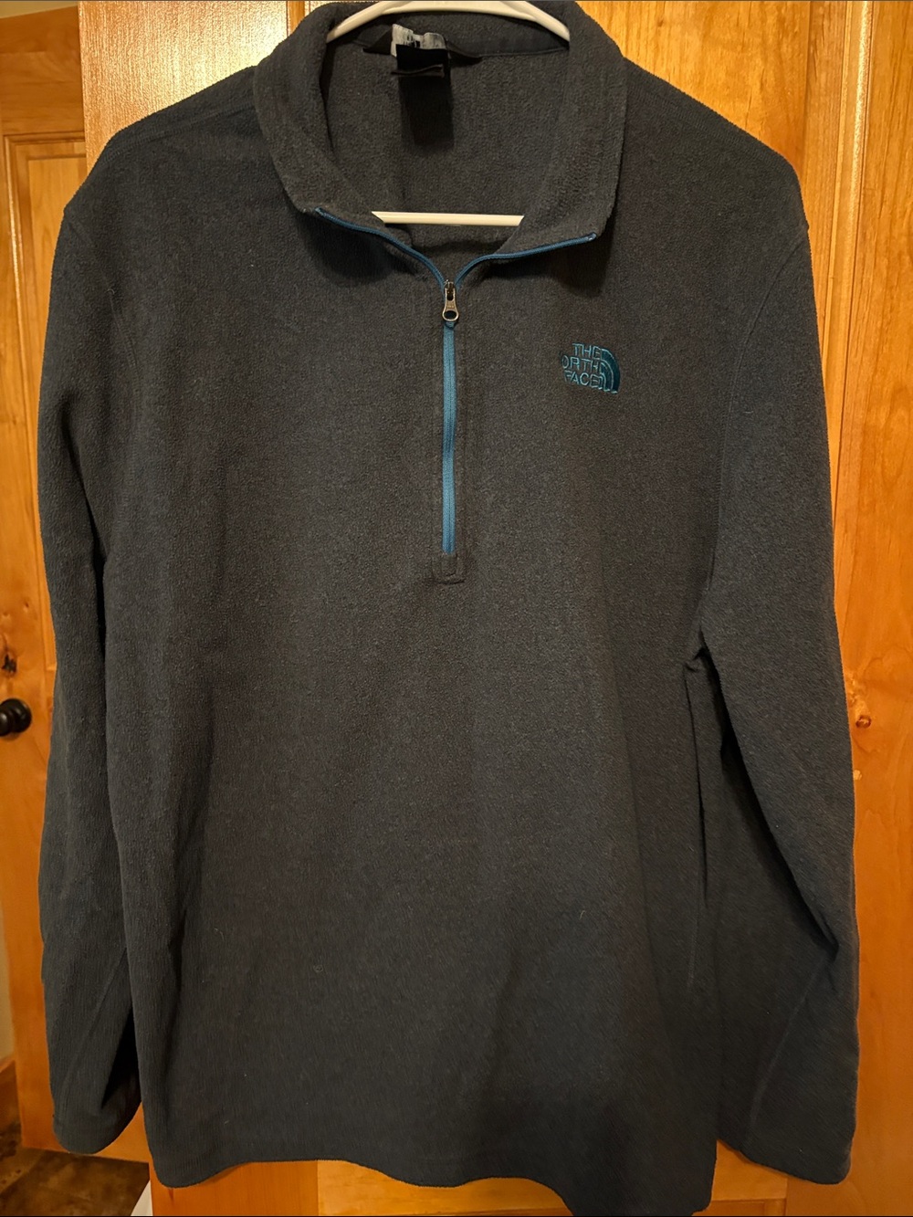 The North Face Dark Charcoal Half-Zip Fleece with Teal Trim